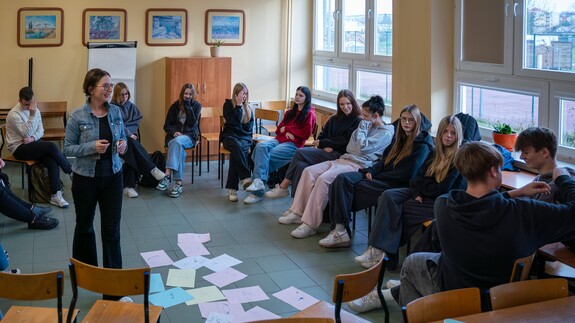 akcja Studiuj z UwB w ZSHE w B-stoku, zajęcia skierowane do uczniów, prowadzone przez kadrę uniwersytecką.