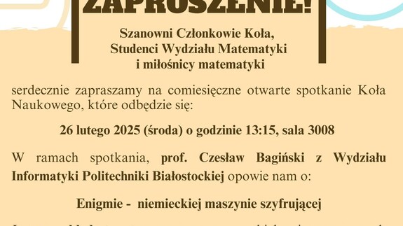 Wykłady Otwarte organizowane przez Koło Naukowe Zastosowań Matematyki Fraktal