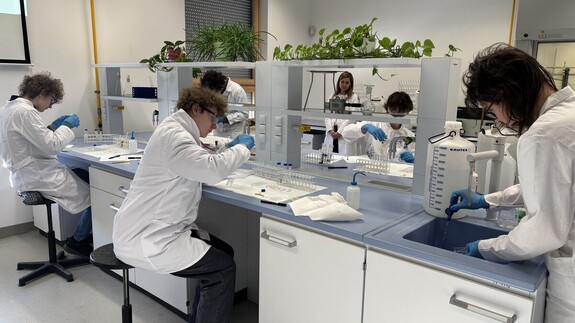 uczniowie biorący udział w II etapie Olimpiady chemicznej w kampusie UwB